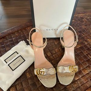 Gucci Marmont GG Metallic High Heel Sandals Sz. 41
